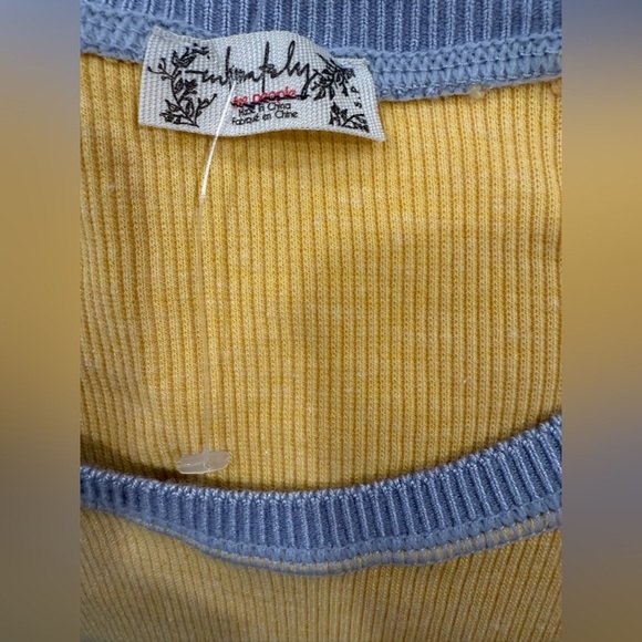 FREE PEOPLE intimately free Lazy Daisy Bodysuit in yellow and gray trim Sz S - Picture 5 of 12